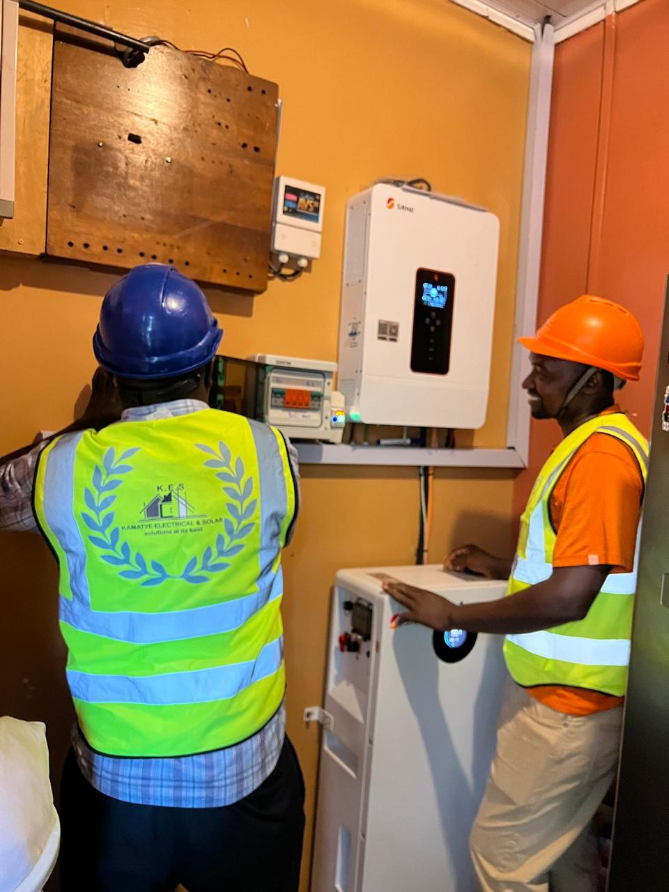 Kamatye technical team carrying out electrical installation work in Kenya
